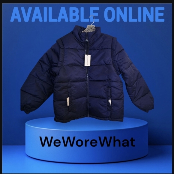 WeWoreWhat Jackets & Blazers - WeWoreWhat Navy Puffer Jacket/Vest